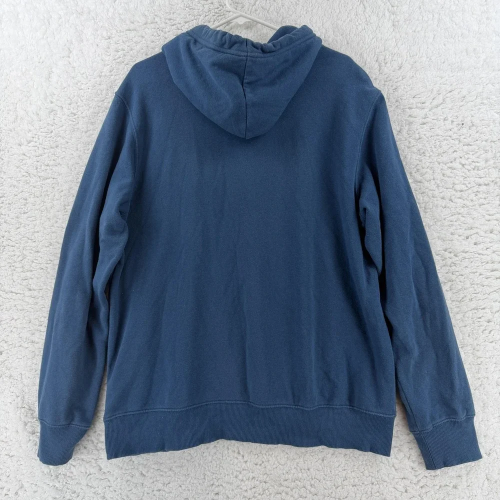 The‎ North Face Hoodie Mens Large Blue Aztec Logo Pullover Fleece Sweatshirt